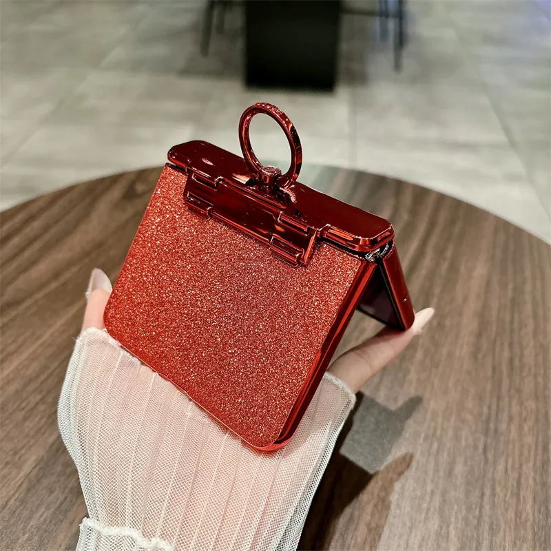 Huawei Pura X Phone Case, PURA X Foldable Screen Protective Ring with Glitter Hinge, Full Coverage Drop Protection Case