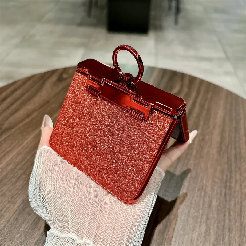 Huawei Pura X Phone Case, PURA X Foldable Screen Protective Ring with Glitter Hinge, Full Coverage Drop Protection Case