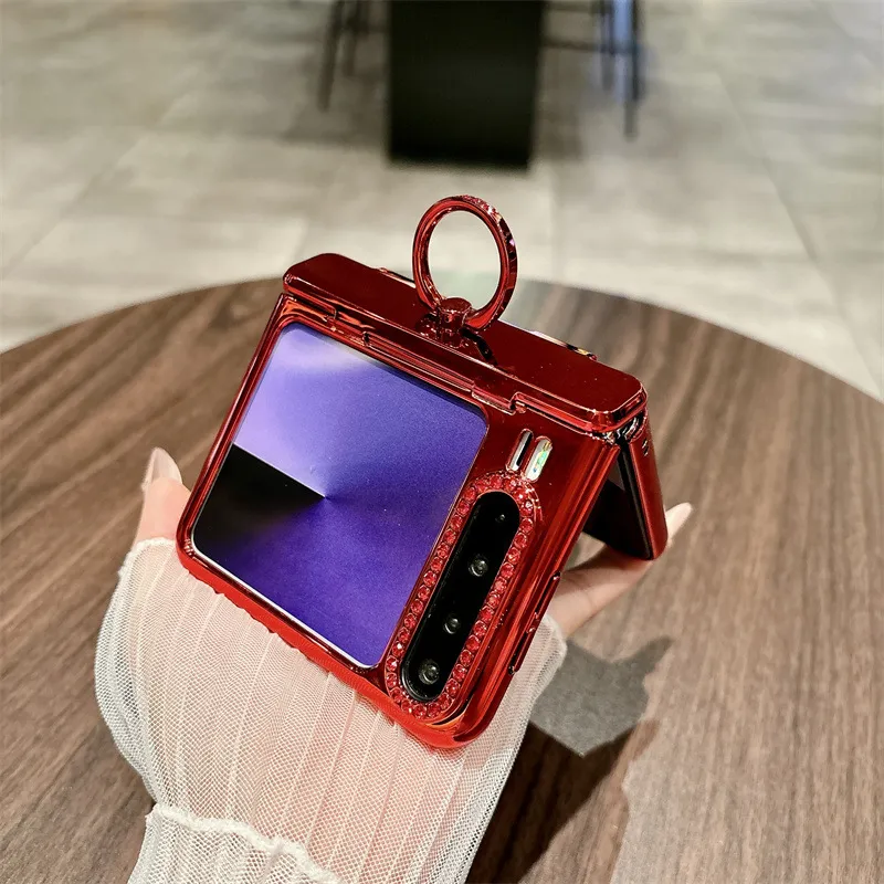 Huawei Pura X Phone Case, PURA X Foldable Screen Protective Ring with Glitter Hinge, Full Coverage Drop Protection Case