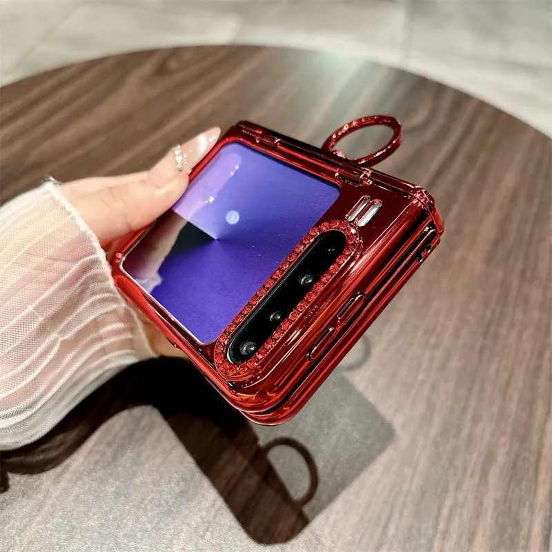 Huawei Pura X Phone Case, PURA X Foldable Screen Protective Ring with Glitter Hinge, Full Coverage Drop Protection Case