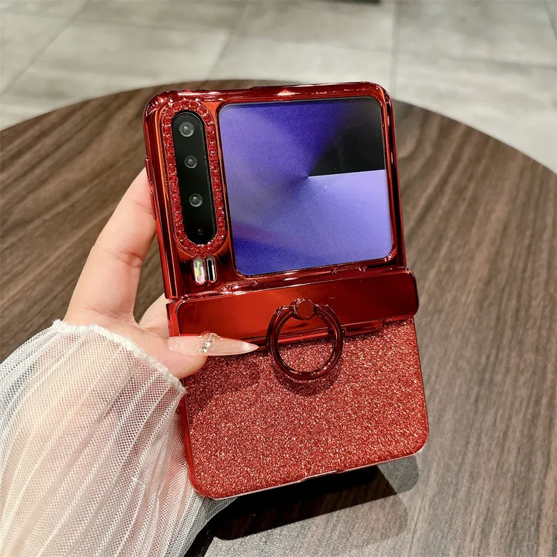 Huawei Pura X Phone Case, PURA X Foldable Screen Protective Ring with Glitter Hinge, Full Coverage Drop Protection Case