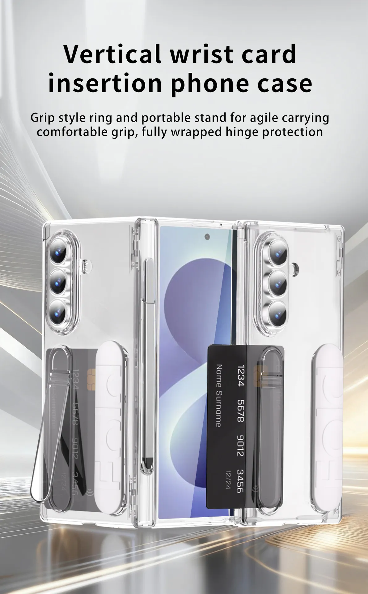 Compatible with Samsung Zfold8 phone case, FOLD7 folding official wrist strap, card slot, pen slot, integrated protective case.