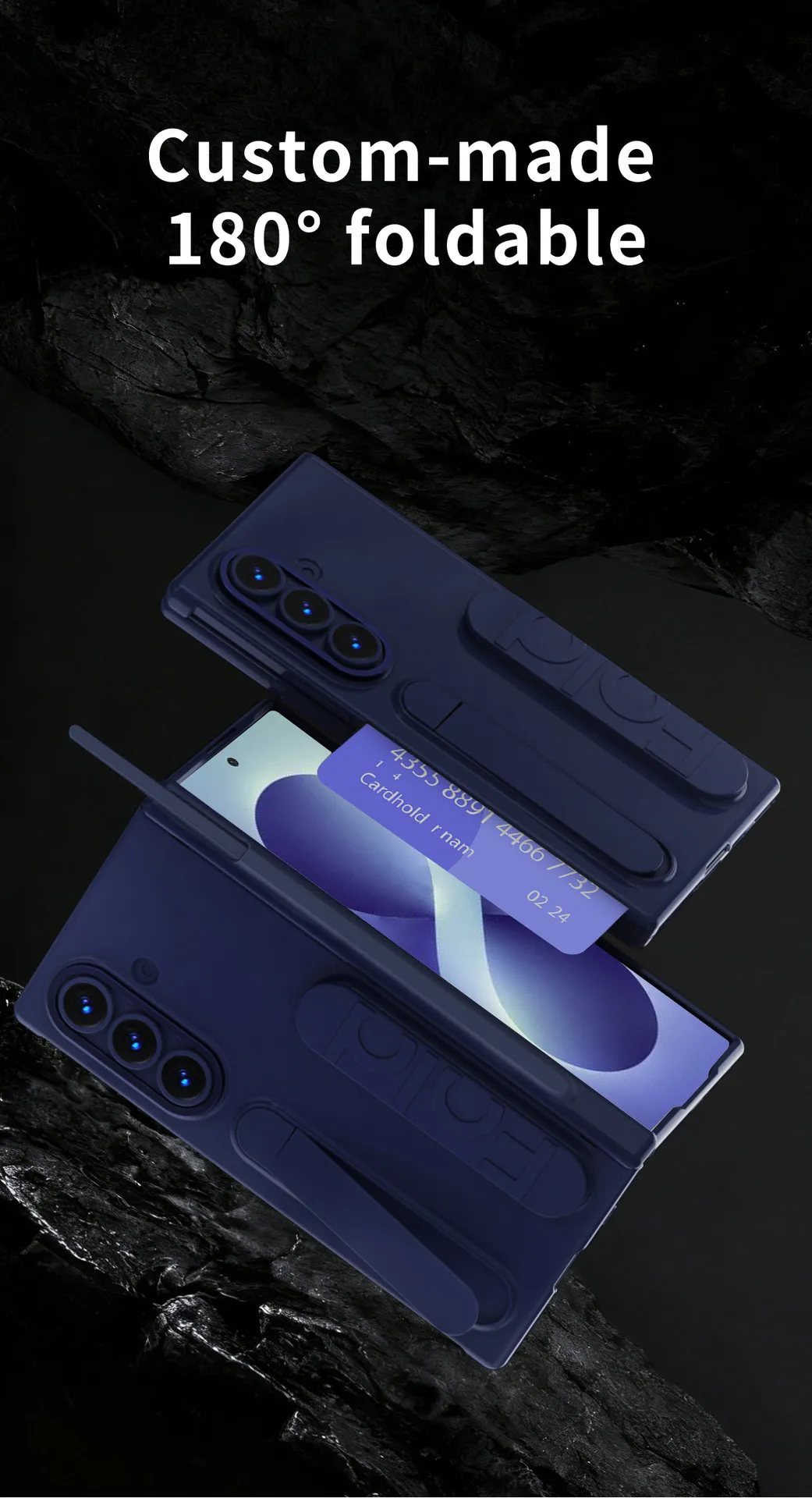 Compatible with Samsung Zfold8 phone case, FOLD7 folding official wrist strap, card slot, pen slot, integrated protective case.