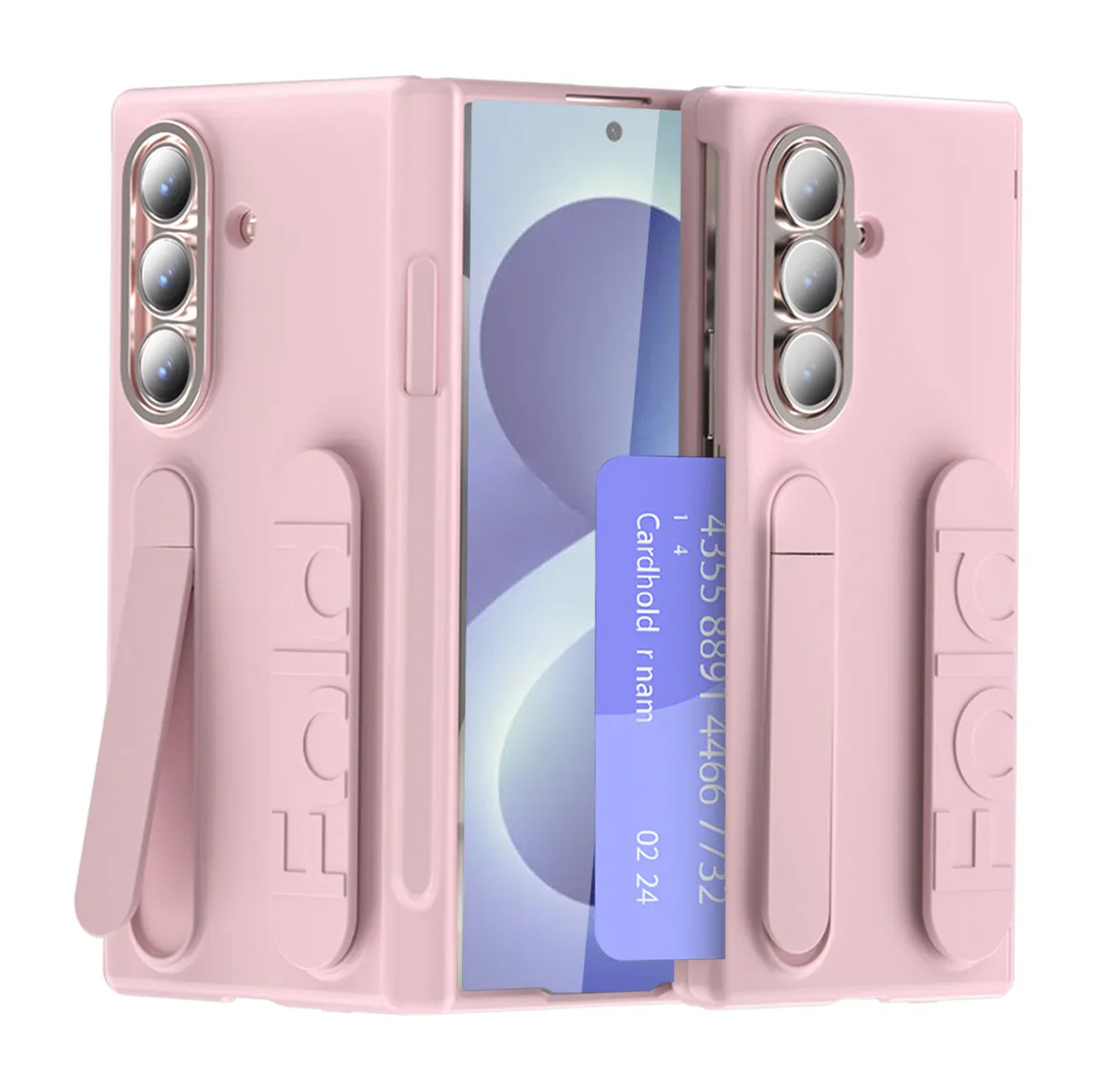 Compatible with Samsung Zfold8 phone case, FOLD7 folding official wrist strap, card slot, pen slot, integrated protective case.