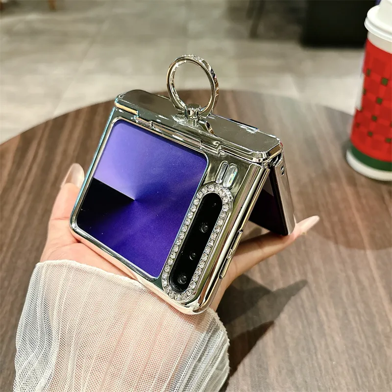 Huawei Pura X Phone Case, PURA X Foldable Screen Water Ripple Electroplated Ring Glitter Hinge Drop Protection Applicable