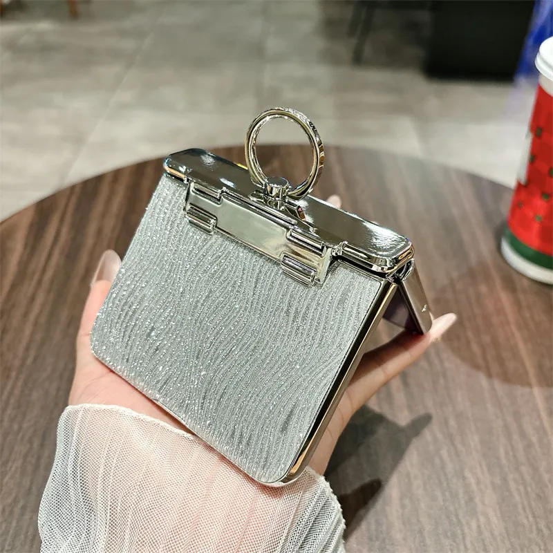 Huawei Pura X Phone Case, PURA X Foldable Screen Water Ripple Electroplated Ring Glitter Hinge Drop Protection Applicable
