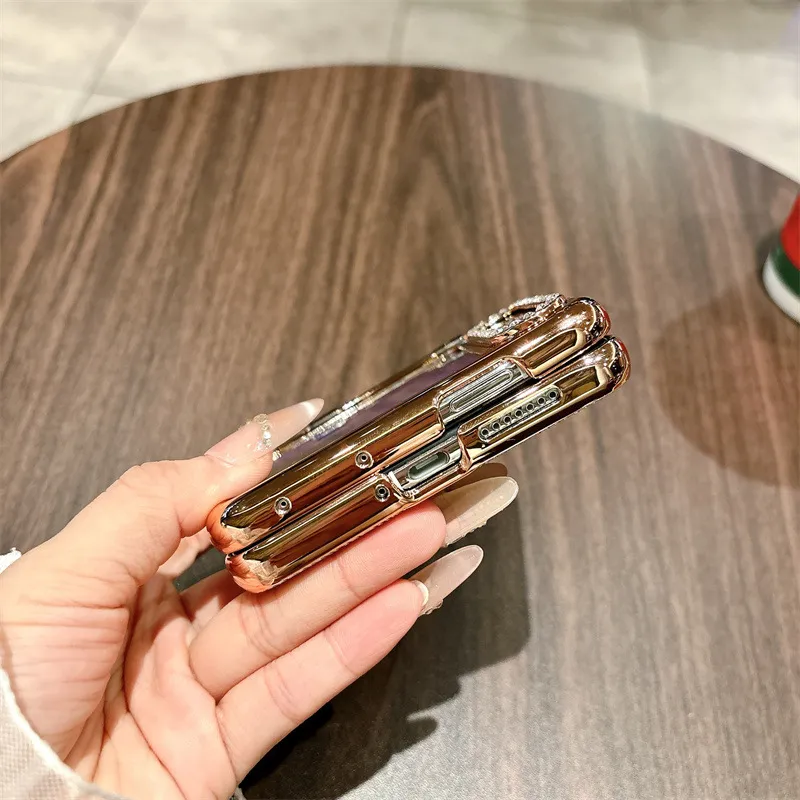 Huawei Pura X Phone Case, PURA X Foldable Screen Water Ripple Electroplated Ring Glitter Hinge Drop Protection Applicable