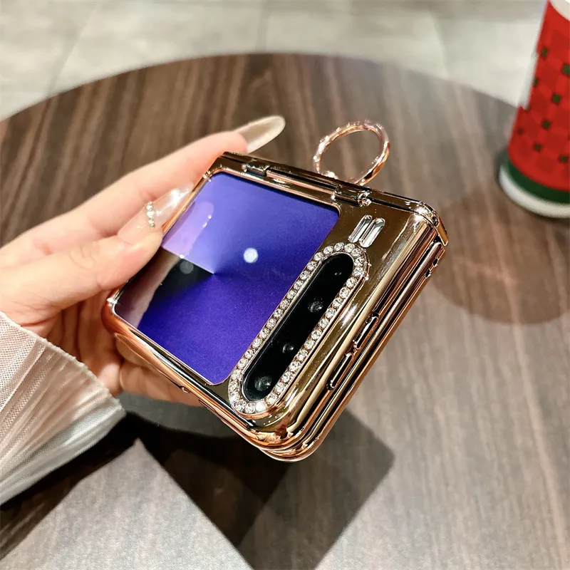 Huawei Pura X Phone Case, PURA X Foldable Screen Water Ripple Electroplated Ring Glitter Hinge Drop Protection Applicable