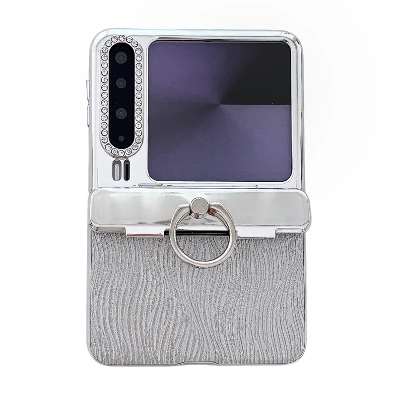 Huawei Pura X Phone Case, PURA X Foldable Screen Water Ripple Electroplated Ring Glitter Hinge Drop Protection Applicable