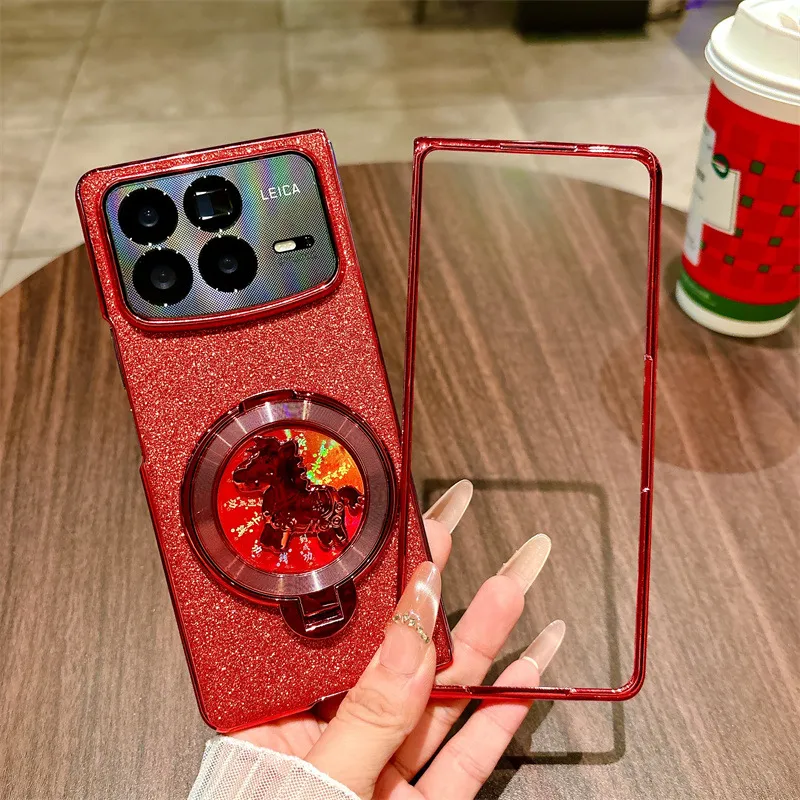 Xiaomi MIX FOLD4 phone case, compatible with Mi Mix Fold 3 foldable screen, Year of the Horse rotating ring, drop-proof case.