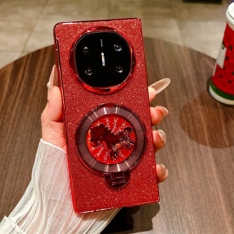 Compatible with Huawei MATE X7 and Mate X5 rotating ring foldable screen, Year of the Horse red anti-drop protective case