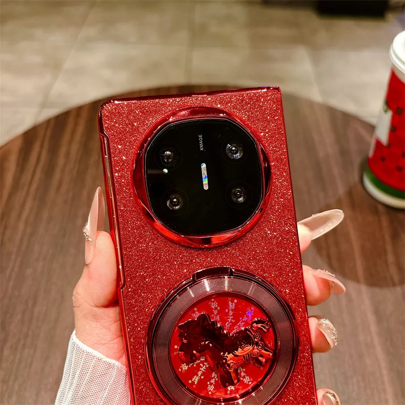 Compatible with Huawei MATE X7 and Mate X5 rotating ring foldable screen, Year of the Horse red anti-drop protective case