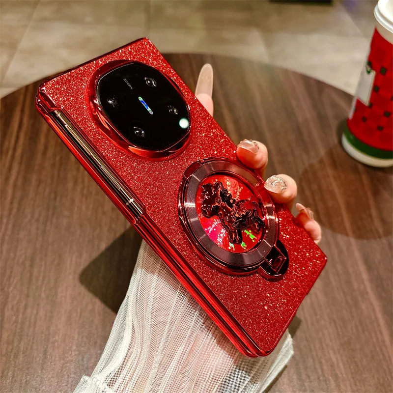 Compatible with Huawei MATE X7 and Mate X5 rotating ring foldable screen, Year of the Horse red anti-drop protective case
