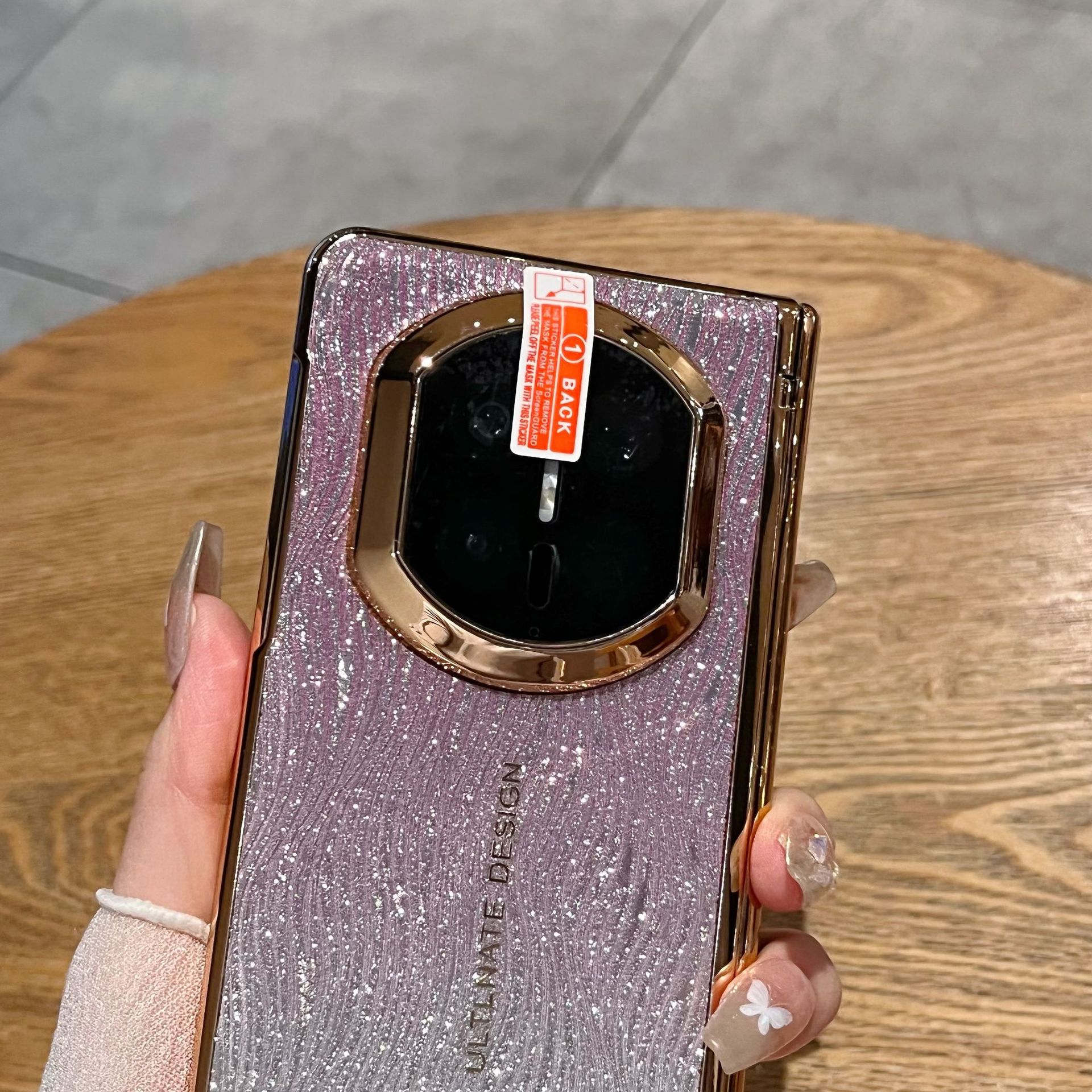 Compatible with Huawei Mate X7 phone case, Mate X7 glitter water ripple case, integrated hinge, drop-proof protective case. - Purple water ripple pattern Huawei Mate X7