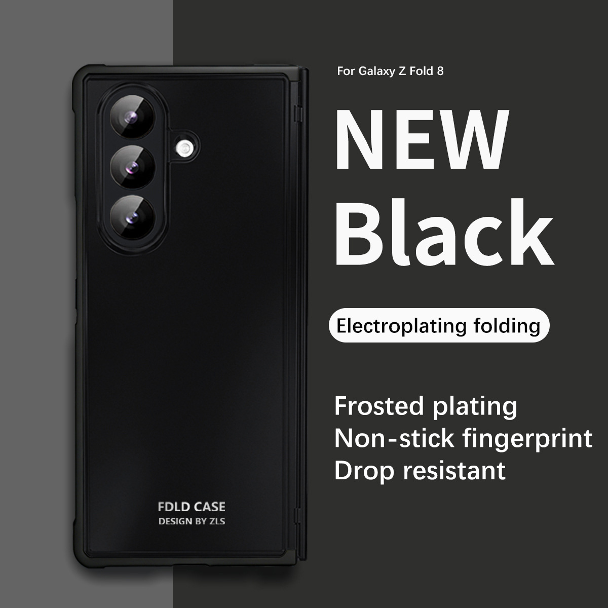 Compatible with Samsung Zfold8 Ultra phone case, solid color electroplated transparent TPU full-coverage drop protection. - Black Shining Samsung Zfold 8UTRLA