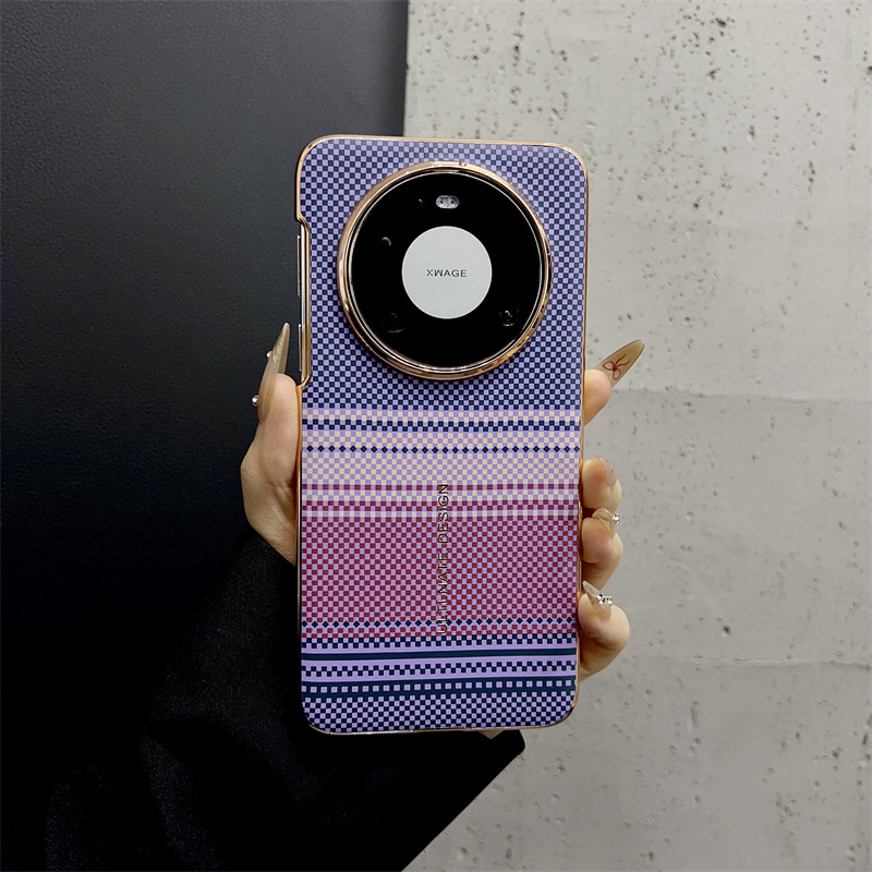Compatible with Huawei MATE80 and Mate X80 Pro ultra-thin stylish carbon fiber textured shockproof protective case - Purple Supreme Huawei Mate 80
