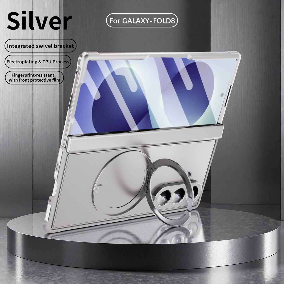 Compatible with Samsung Zfold8 Ultra phone case, electroplated magnetic TPU full-coverage drop protection. - Silver magnetic closure Samsung Z Fold 8UTRLA