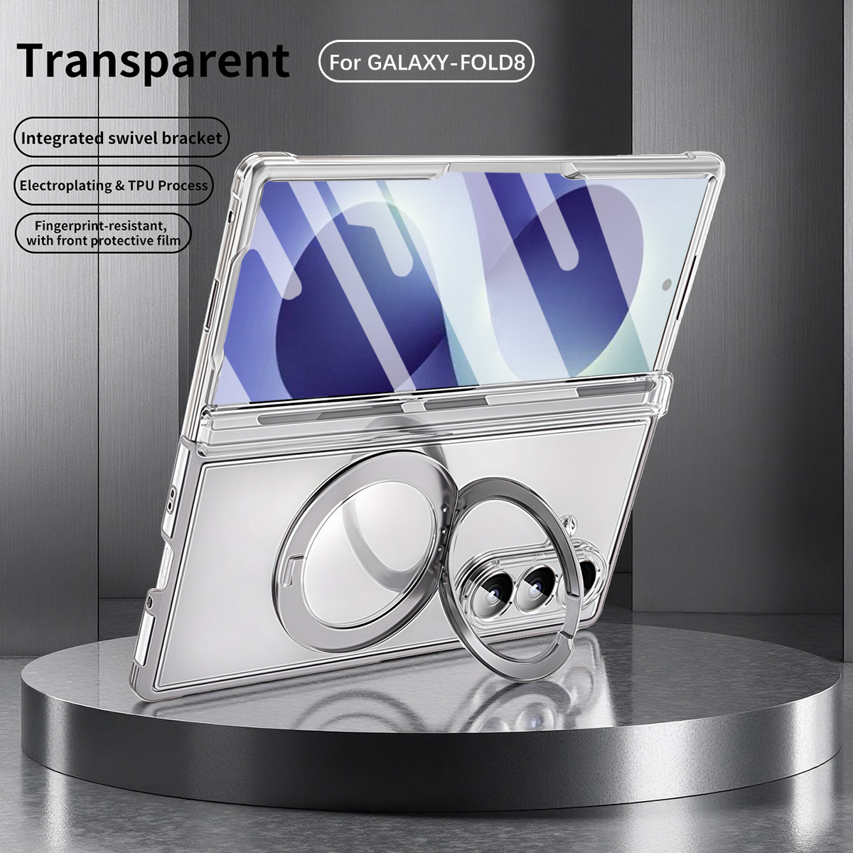 Compatible with Samsung Zfold8 Ultra phone case, electroplated magnetic TPU full-coverage drop protection. - Transparent magnetic closure Samsung Z Fold 8UTRLA