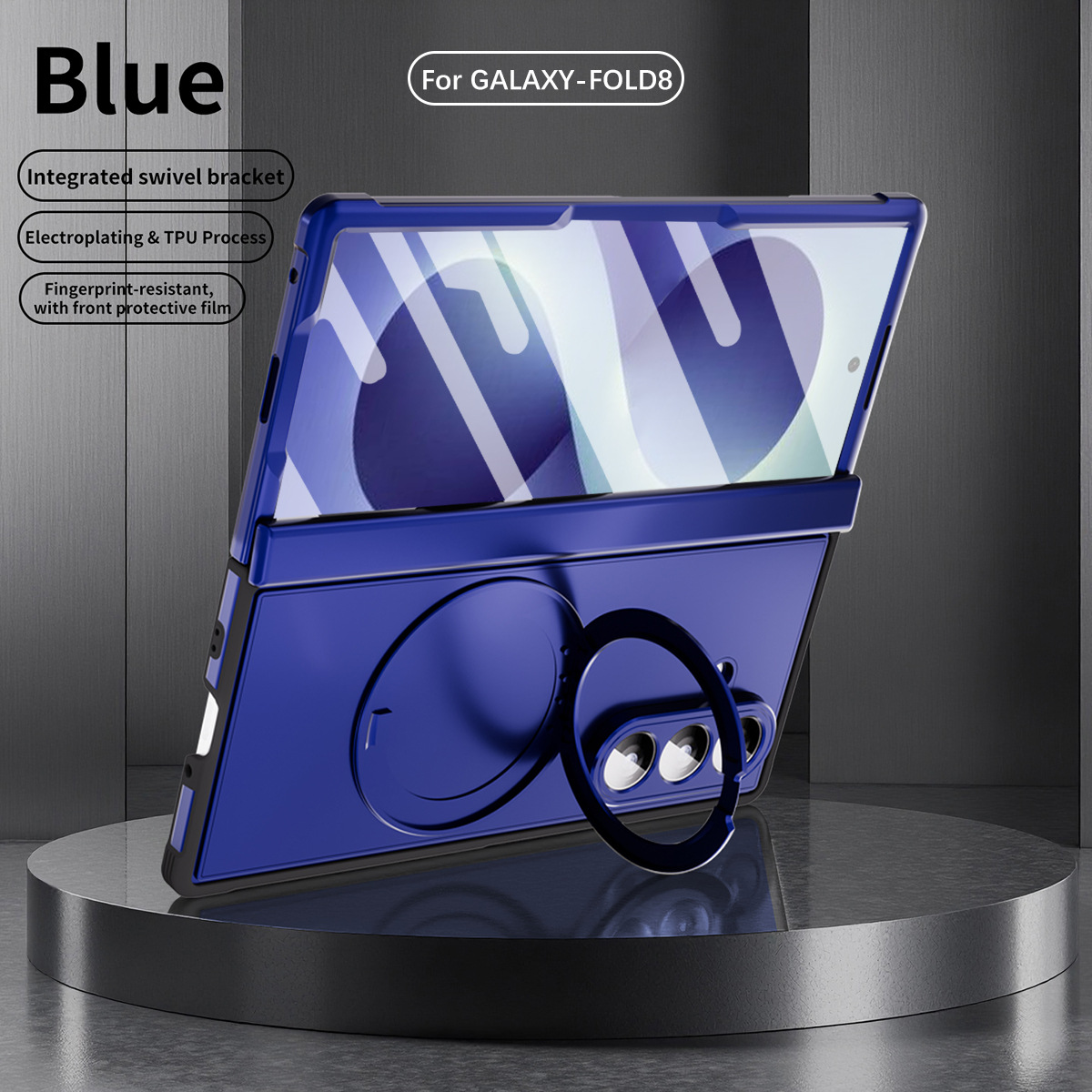 Compatible with Samsung Zfold8 Ultra phone case, electroplated magnetic TPU full-coverage drop protection. - Blue magnetic closure Samsung Z Fold 8UTRLA