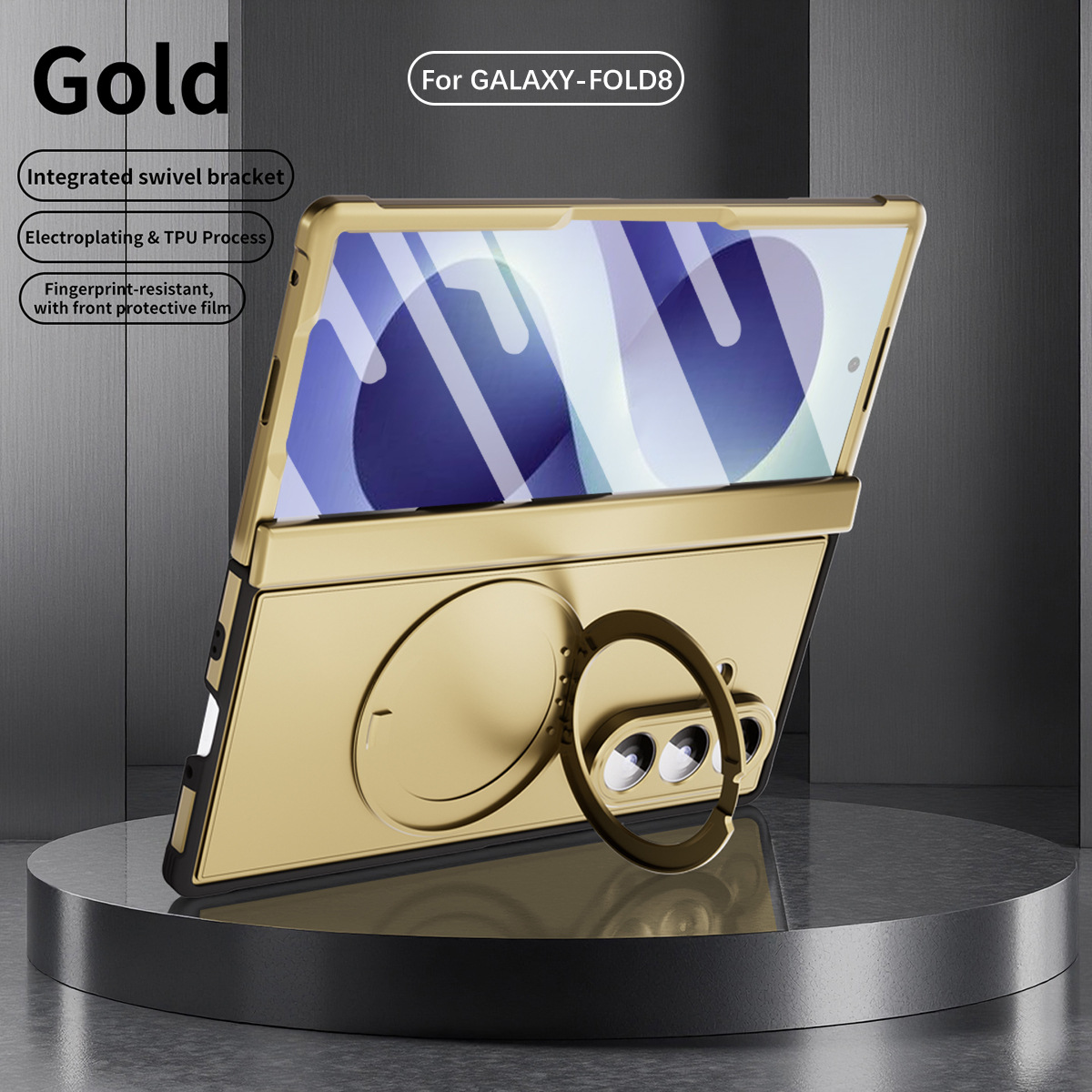 Compatible with Samsung Zfold8 Ultra phone case, electroplated magnetic TPU full-coverage drop protection. - Gold magnetic closure Samsung Z Fold 8UTRLA