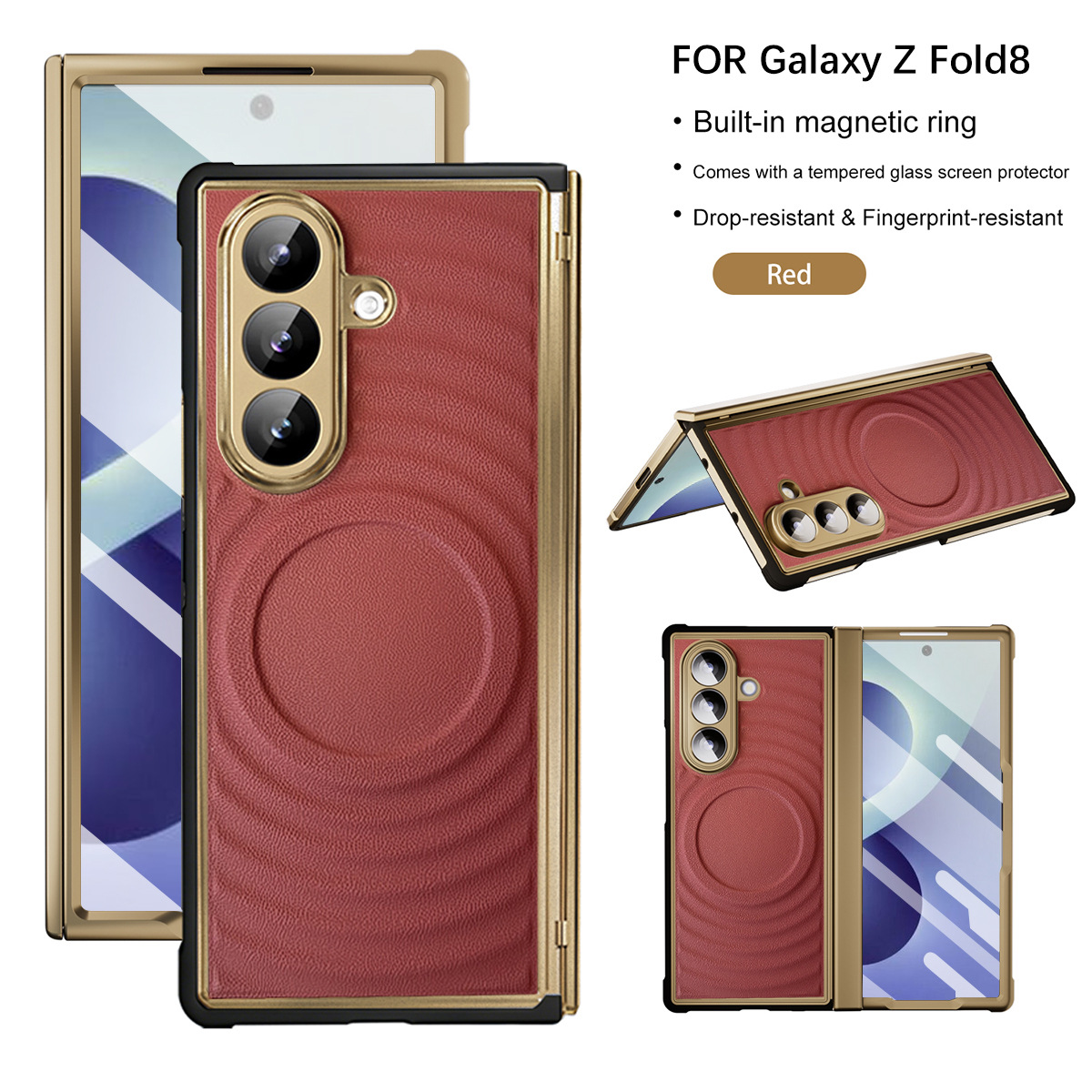 Compatible with Samsung Z Fold 8 Ultra phone case, electroplated magnetic TPU full-coverage shockproof case. - Red one Samsung Z Fold 8UTRLA