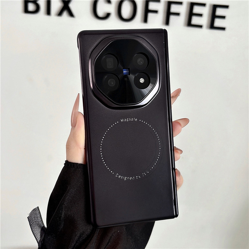 VIVO XFOLD6 phone case, xfold6 electroplated magnetic ring hinge case, integrated protective film, drop-proof case. - Black electroplated magnetic closure vivo x fold6