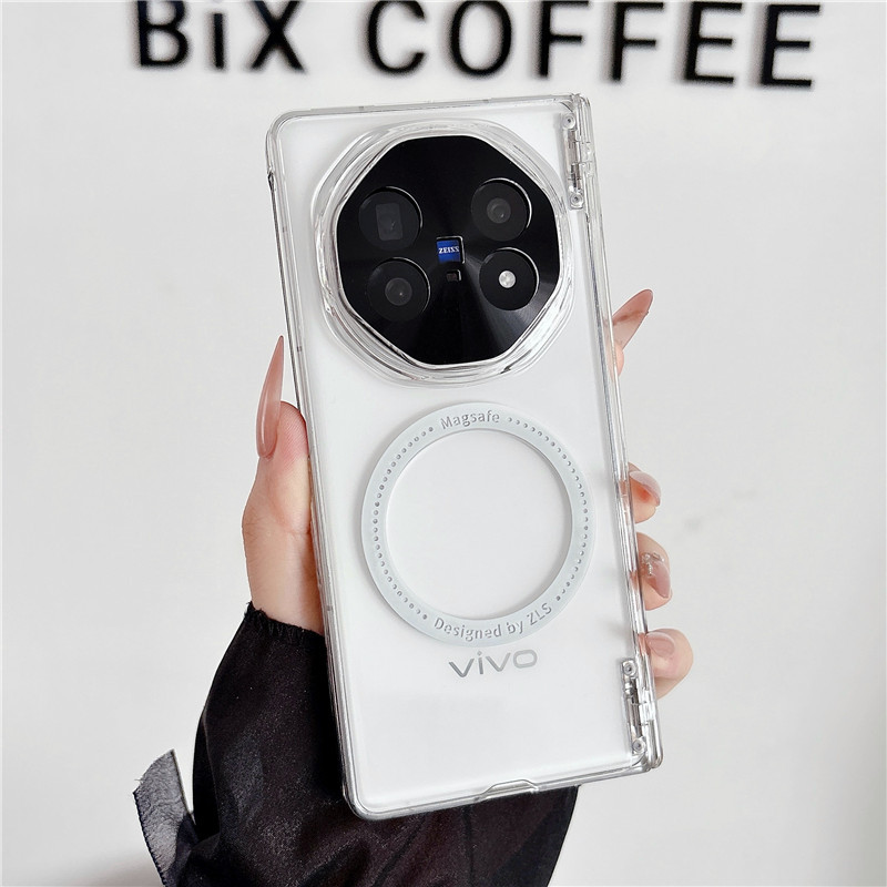 VIVO XFOLD6 phone case, xfold6 electroplated magnetic ring hinge case, integrated protective film, drop-proof case. - Transparent electroplated magnetic closure vivo x fold6