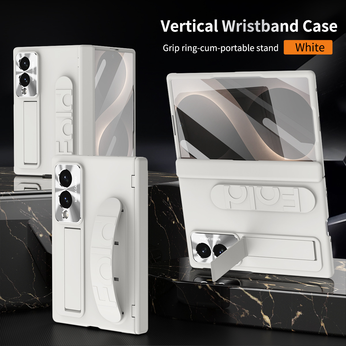 Compatible with Samsung Zfold 8 Wide phone case, FOLD8 folding official wrist strap hinge case, integrated protective case - White hinge version z fold8utrla