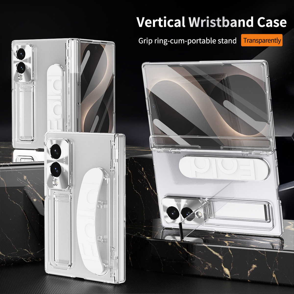 Compatible with Samsung Zfold 8 Wide phone case, FOLD8 folding official wrist strap hinge case, integrated protective case - Transparent hinge version z fold8utrla