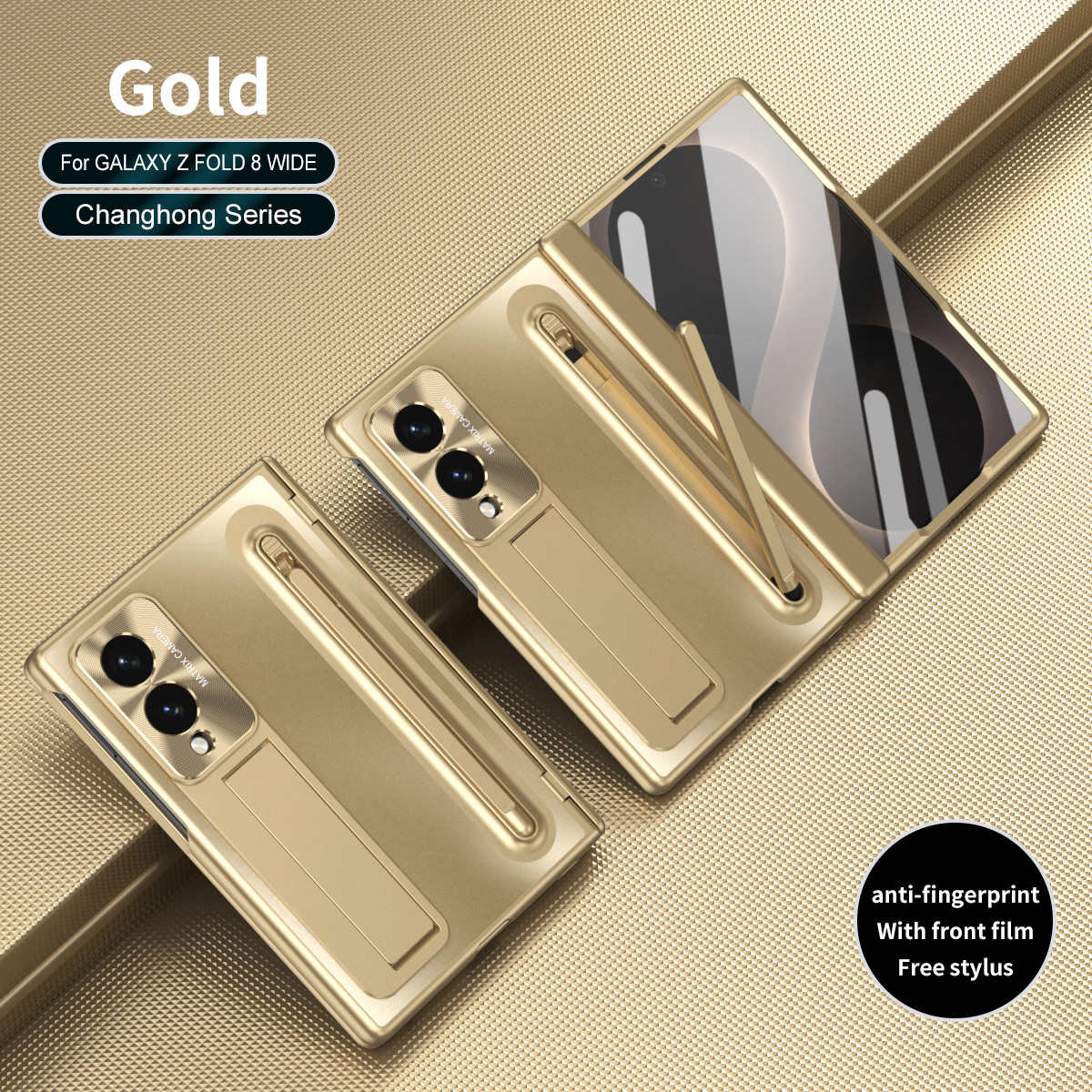 Compatible with Samsung Zfold 8 Wide phone case FOLD8 folding official pen groove case film integrated drop protection - Golden Rainbow z fold8utrla