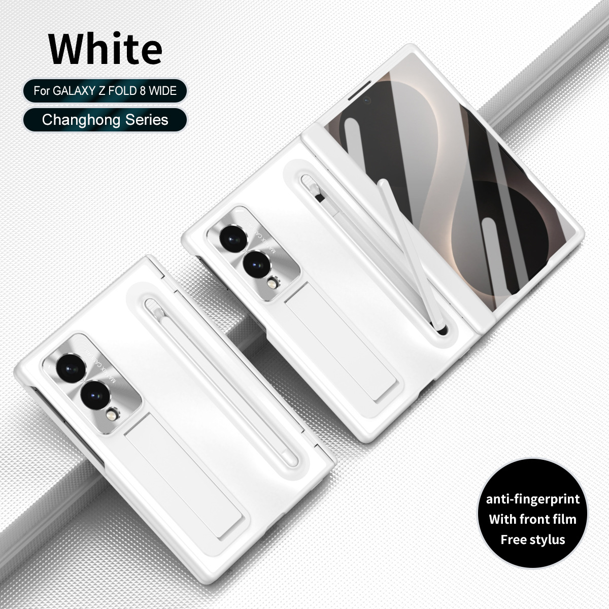 Compatible with Samsung Zfold 8 Wide phone case FOLD8 folding official pen groove case film integrated drop protection - White Rainbow z fold8utrla