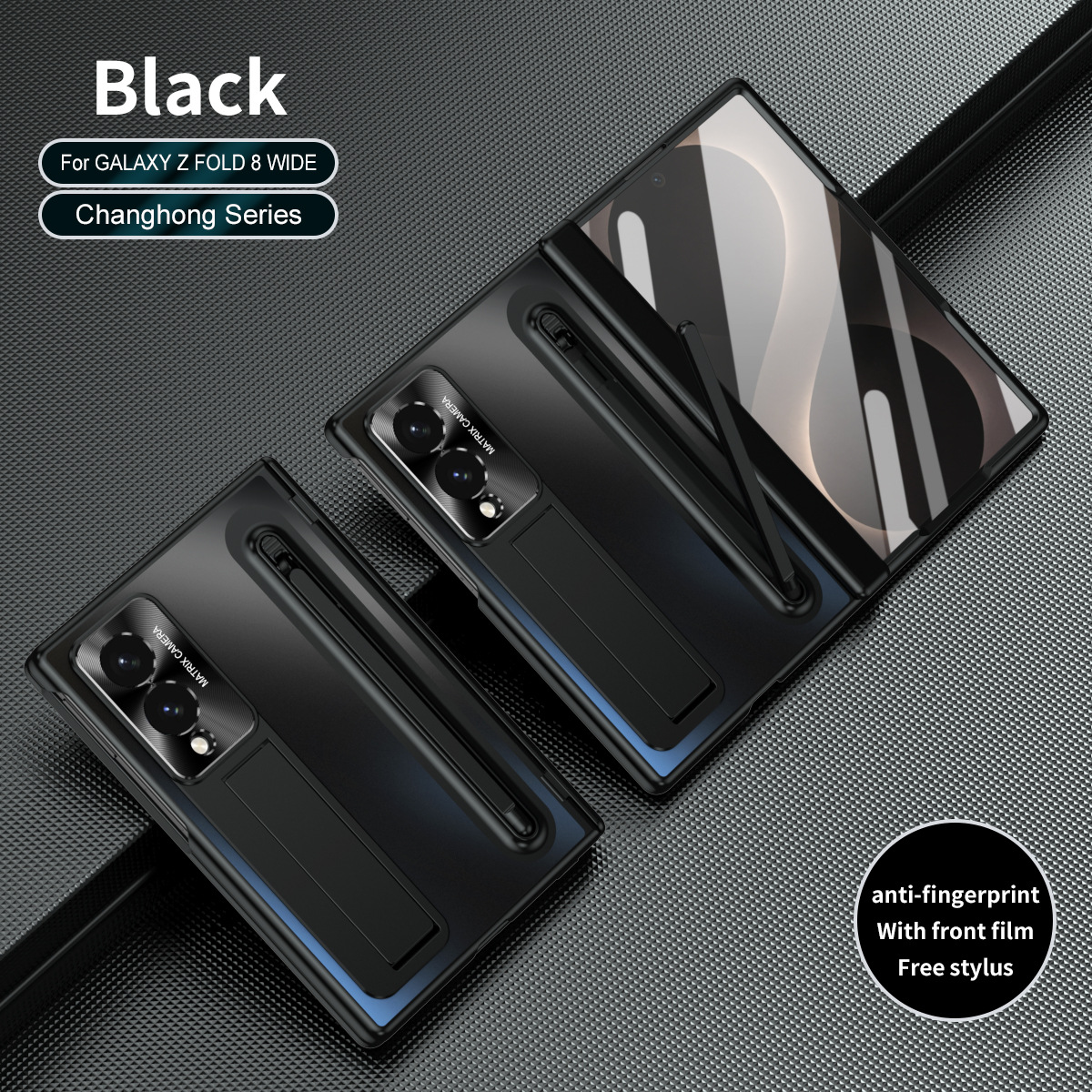 Compatible with Samsung Zfold 8 Wide phone case FOLD8 folding official pen groove case film integrated drop protection - Black Rainbow z fold8utrla
