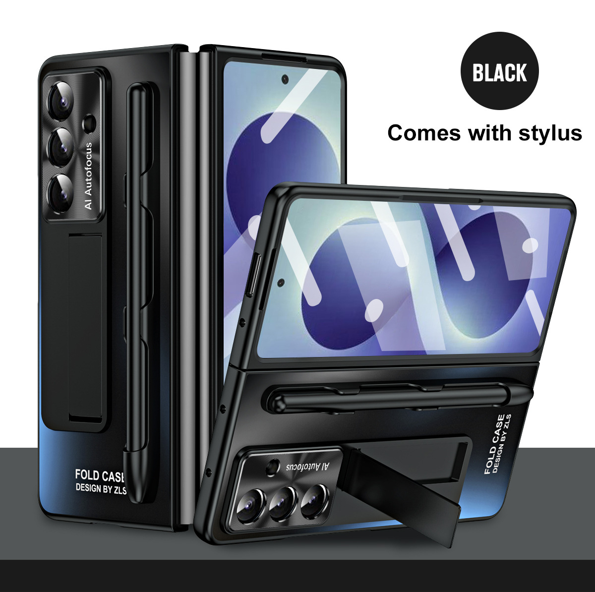 Compatible with Samsung Zfold8 Ultra phone case, FOLD8 foldable screen protective case, stand, screen protector, and integrated protective case. - Black pen slot Samsung Zfold 8UTRLA