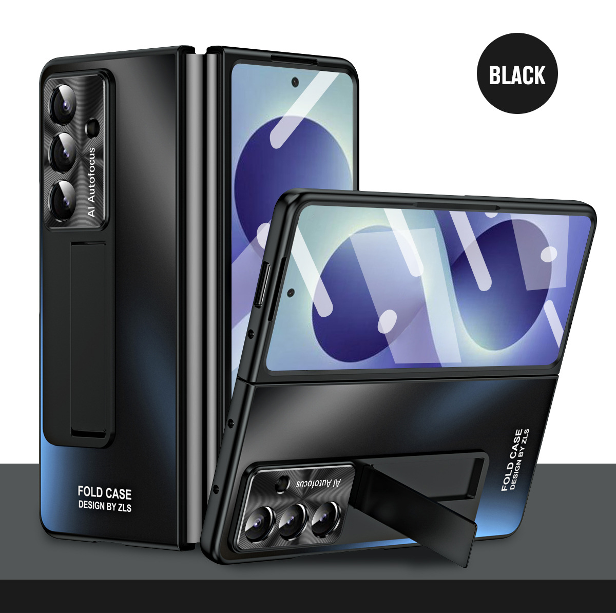 Compatible with Samsung Zfold8 Ultra phone case, FOLD8 foldable screen protective case, stand, screen protector, and integrated protective case. - Black Samsung Zfold 8UTRLA