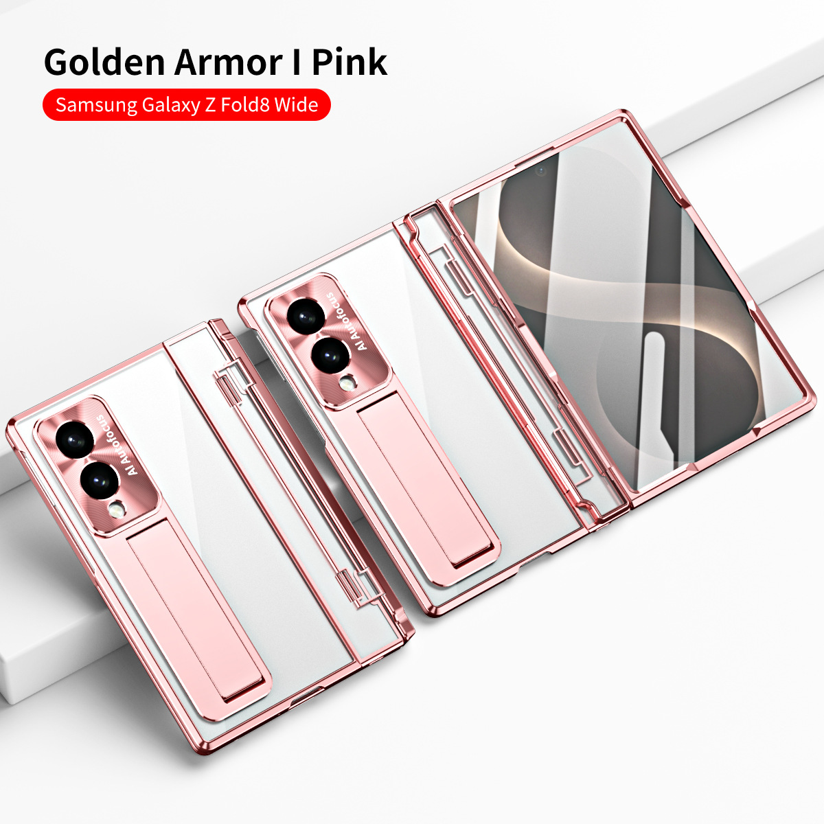 Samsung Zfold 8 Wide Phone Case FOLD8 Flat Hinge Foldable Screen Protective Case Full Coverage Electroplated Transparent Case - Pink Phantom Samsung Zfold 8 Ultra