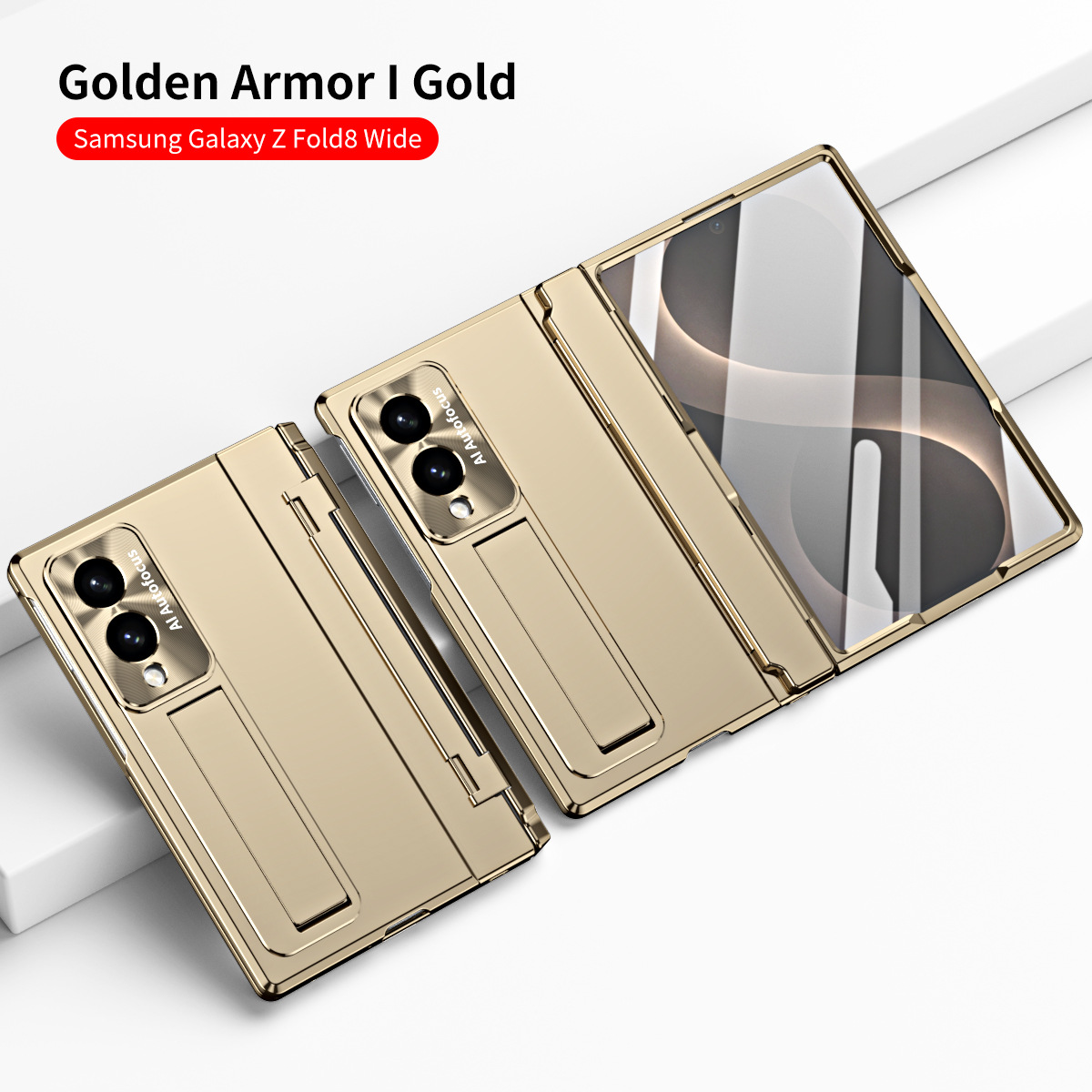 Samsung Zfold 8 Wide Phone Case FOLD8 Flat Hinge Folding Protective Case Electroplated Pen Slot Drop Protection Applicable - Golden Armor Samsung Z Fold 8 UTRLA