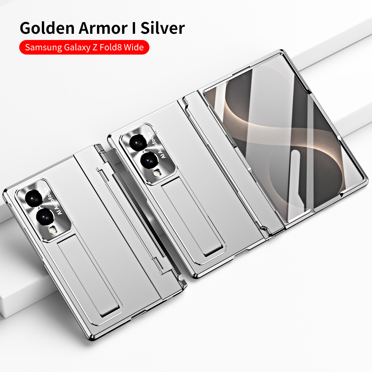 Samsung Zfold 8 Wide Phone Case FOLD8 Flat Hinge Folding Protective Case Electroplated Pen Slot Drop Protection Applicable - Silver Armor Samsung Z Fold 8UTRLA