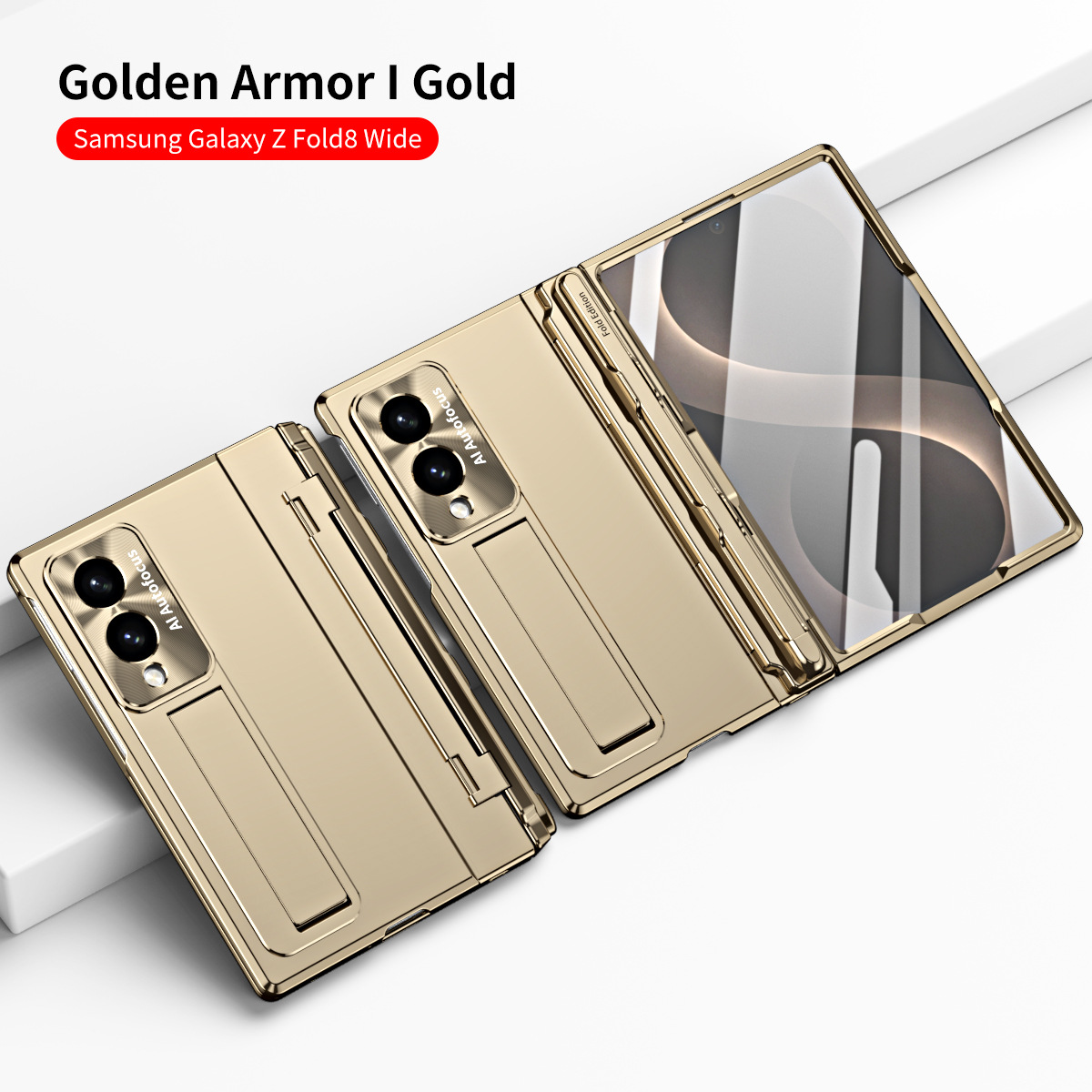 Samsung Zfold 8 Wide Phone Case FOLD8 Flat Hinge Folding Protective Case Electroplated Pen Slot Drop Protection Applicable - Gold-plated pen holder with gold-plated design Samsung Z Fold 8UTRLA