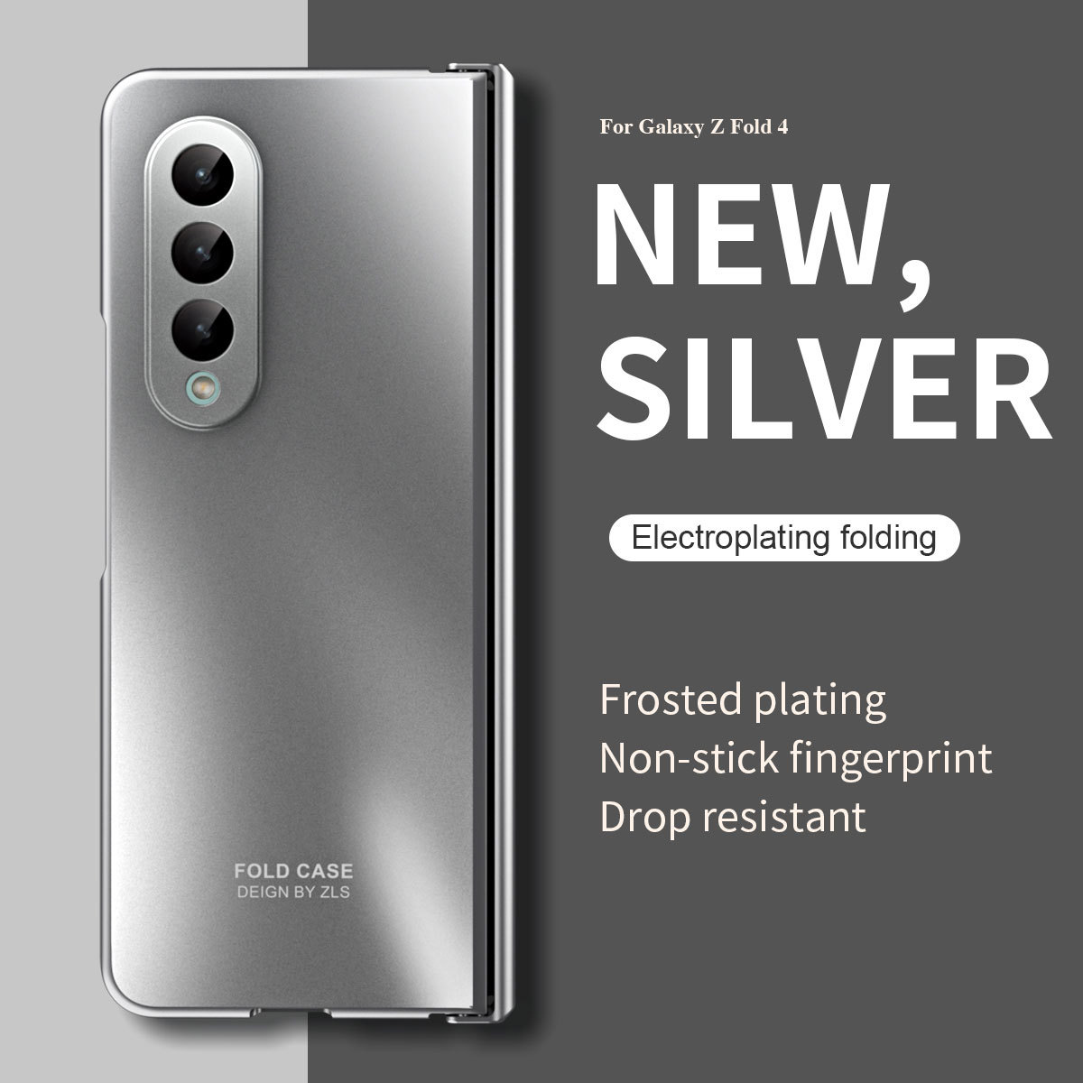 ZFOLD4 Foldable Screen Case for Samsung Fold 5 (Solid Color Electroplated, Full Coverage, Drop-Proof Protective Case, 5G) - Silver Samsung FOLD5