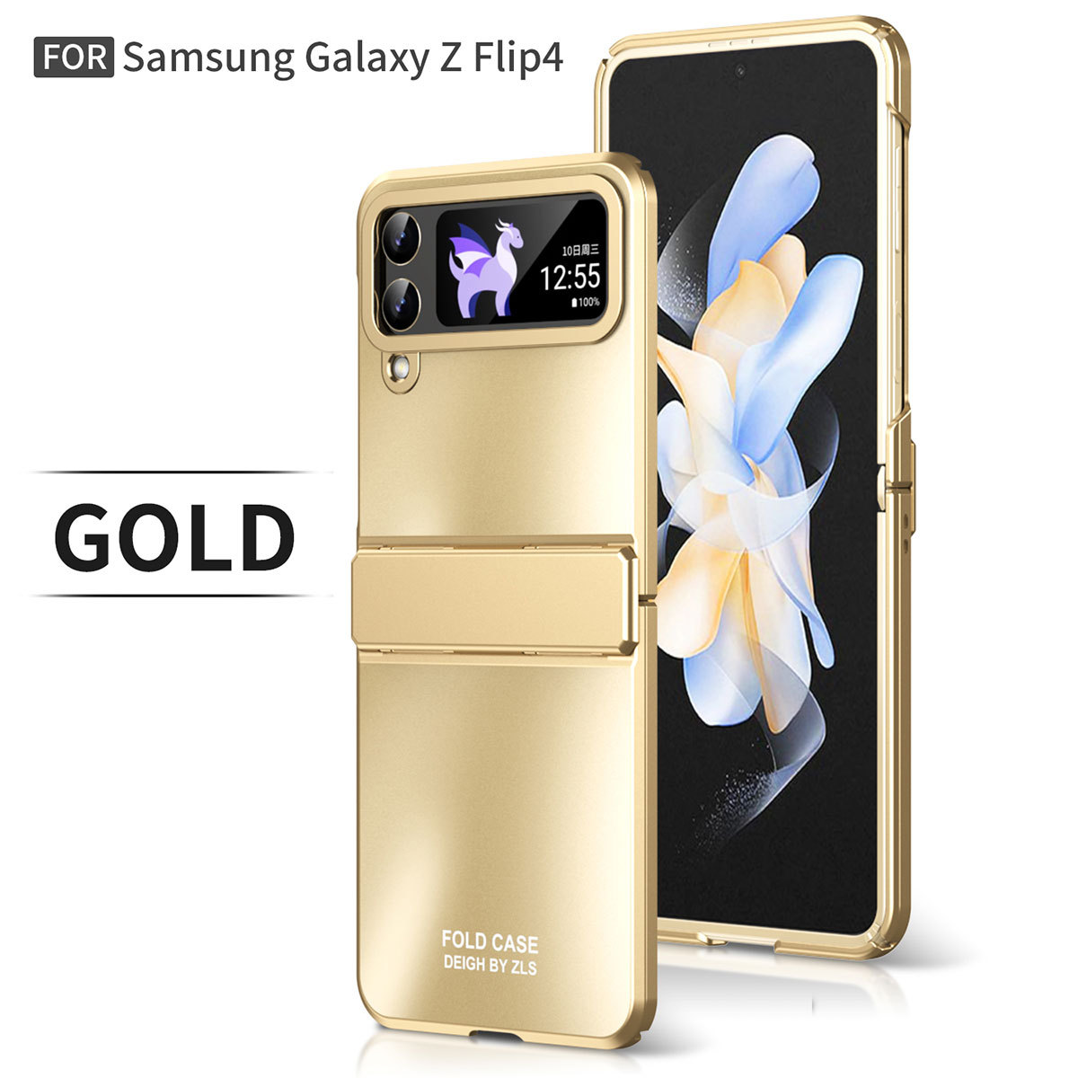 Compatible with Samsung ZFlip 7FE phone case, ZFLIP 6 foldable screen, electroplated flat hinge, full-coverage drop-proof protective leather. - Golden Starry Sky Samsung ZFlip 6