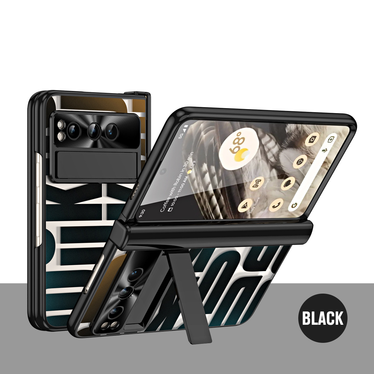 Google Pixel Fold phone case, trendy electroplated transparent full-coverage shockproof case. - Black streetwear brand Google Pixel Fold