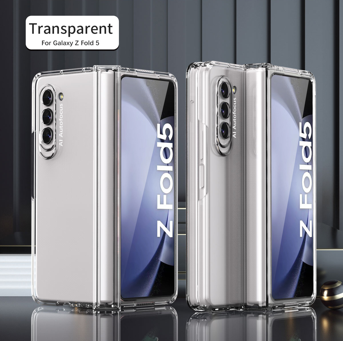 FOLD4 Folding Solid Color Hinge Case for Samsung ZFold 5 Phone, Full Coverage, Drop-Proof Protective Case - Purely transparent (with fine pores) Samsung Z Fold 5