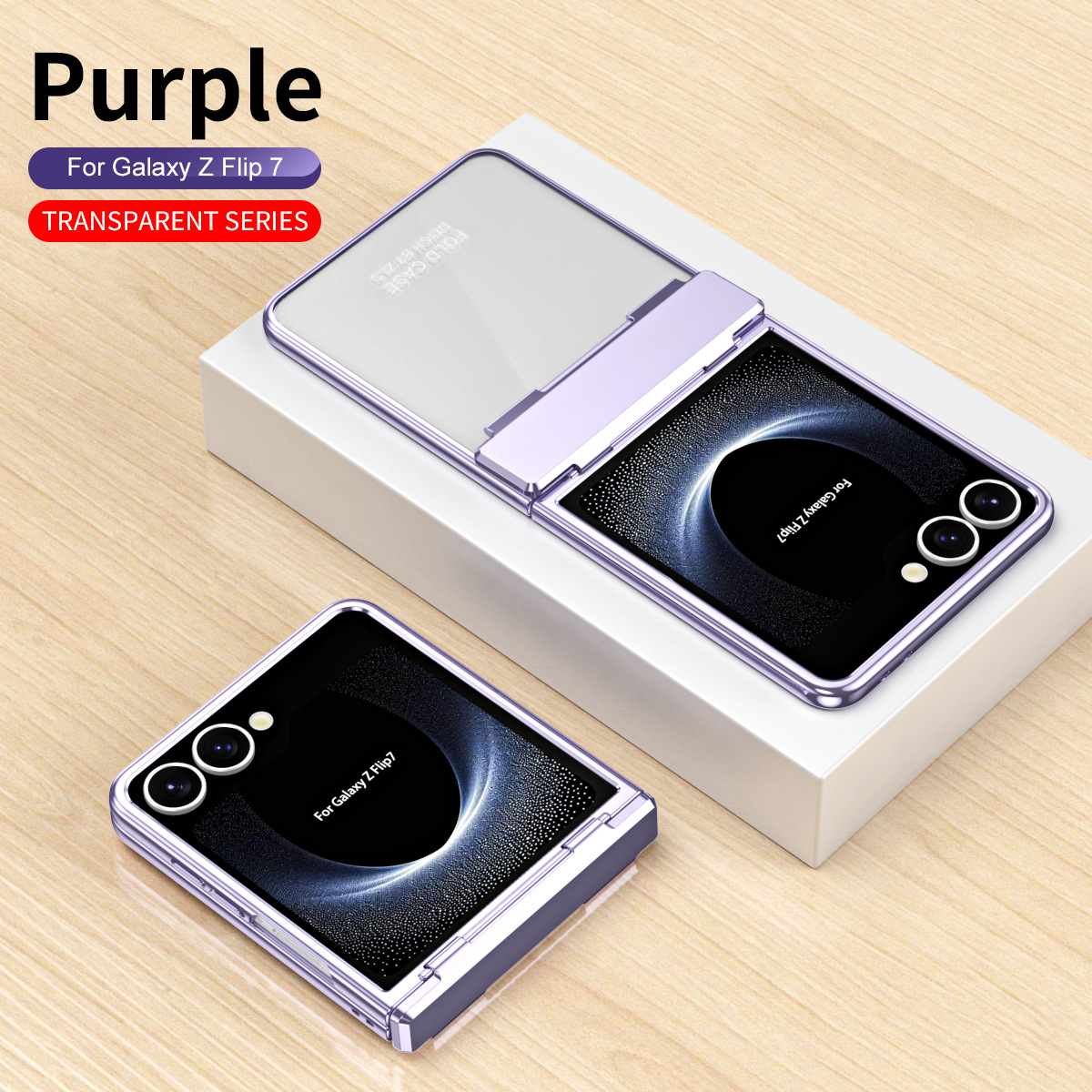 Compatible with Samsung ZFlip 8 phone case, FLIP 7 foldable screen, electroplated transparent hinge, full-coverage drop-proof protective leather case. - Purple Phantom zflip8