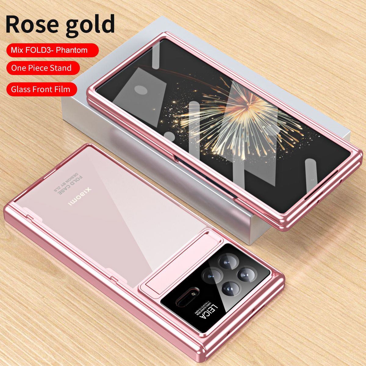 Xiaomi MIX FOLD3 phone case, electroplated transparent case with integrated anti-drop protection for foldable screen. - Pink Phantom Xiaomi MIX FOLD3