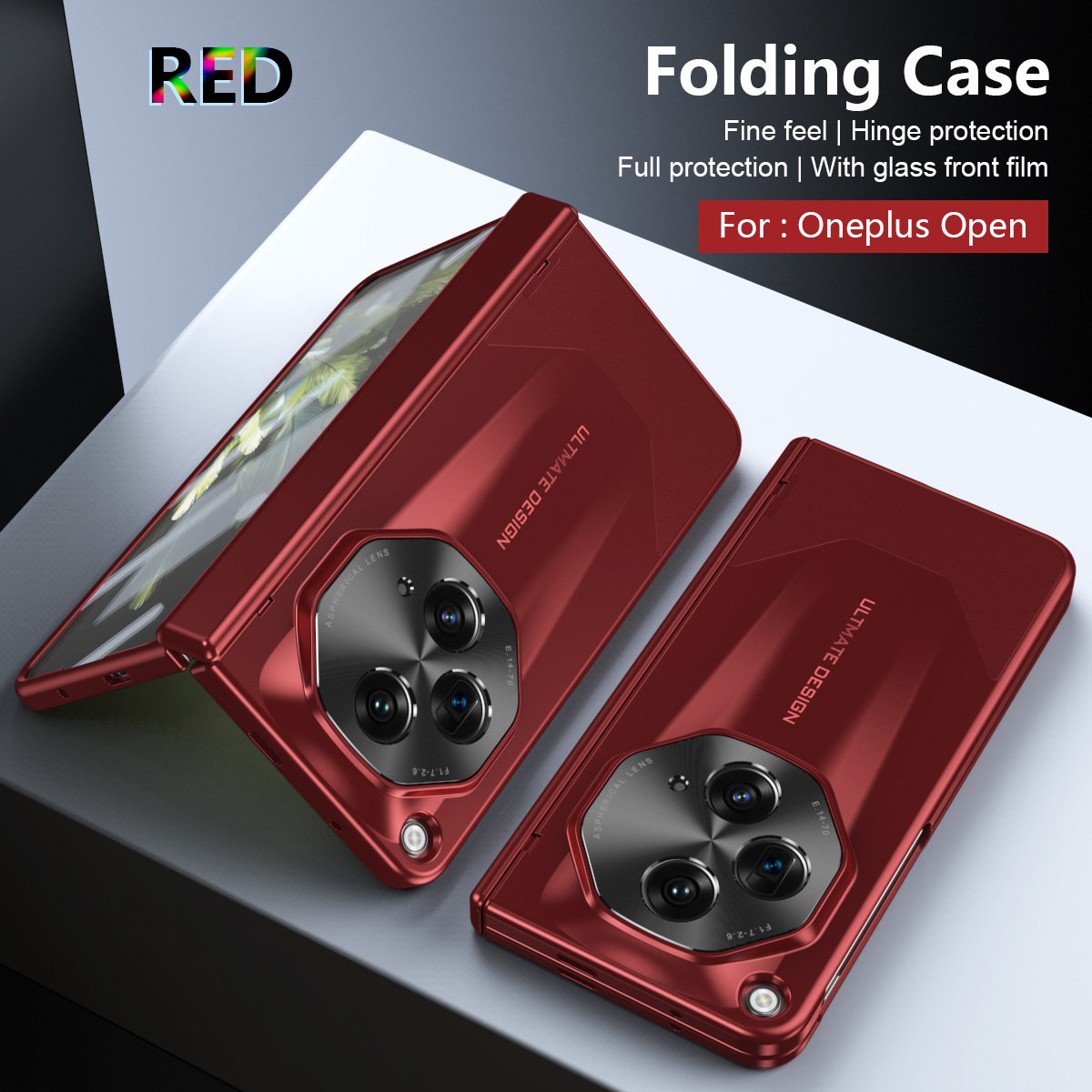 Suitable for OnePlus Open foldable phone cases, ultra-thin hinge screen protector, all-in-one full-coverage drop-proof protective case - Red Extraordinary Master OneplusOpen