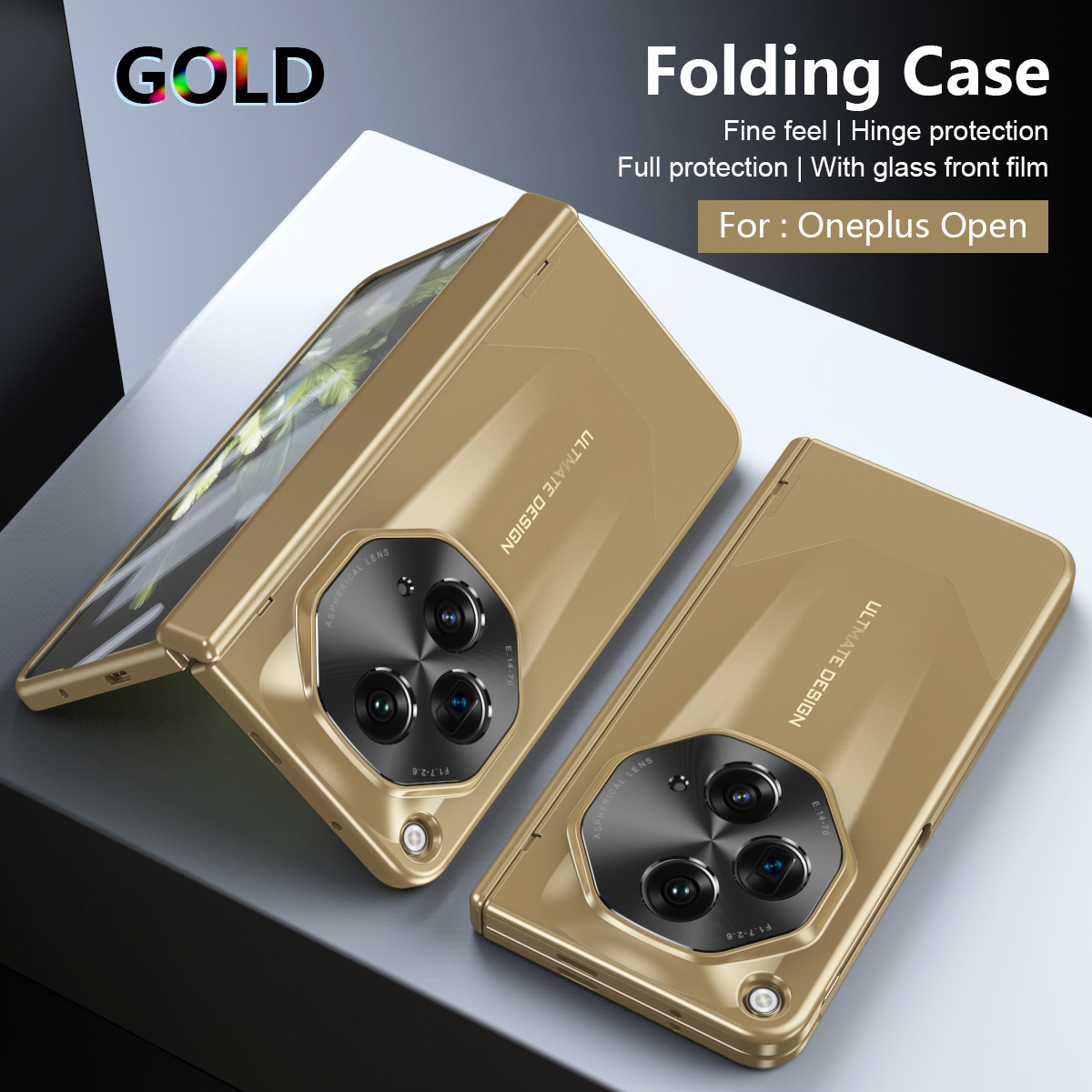 Suitable for OnePlus Open foldable phone cases, ultra-thin hinge screen protector, all-in-one full-coverage drop-proof protective case - Golden Extraordinary Master OneplusOpen