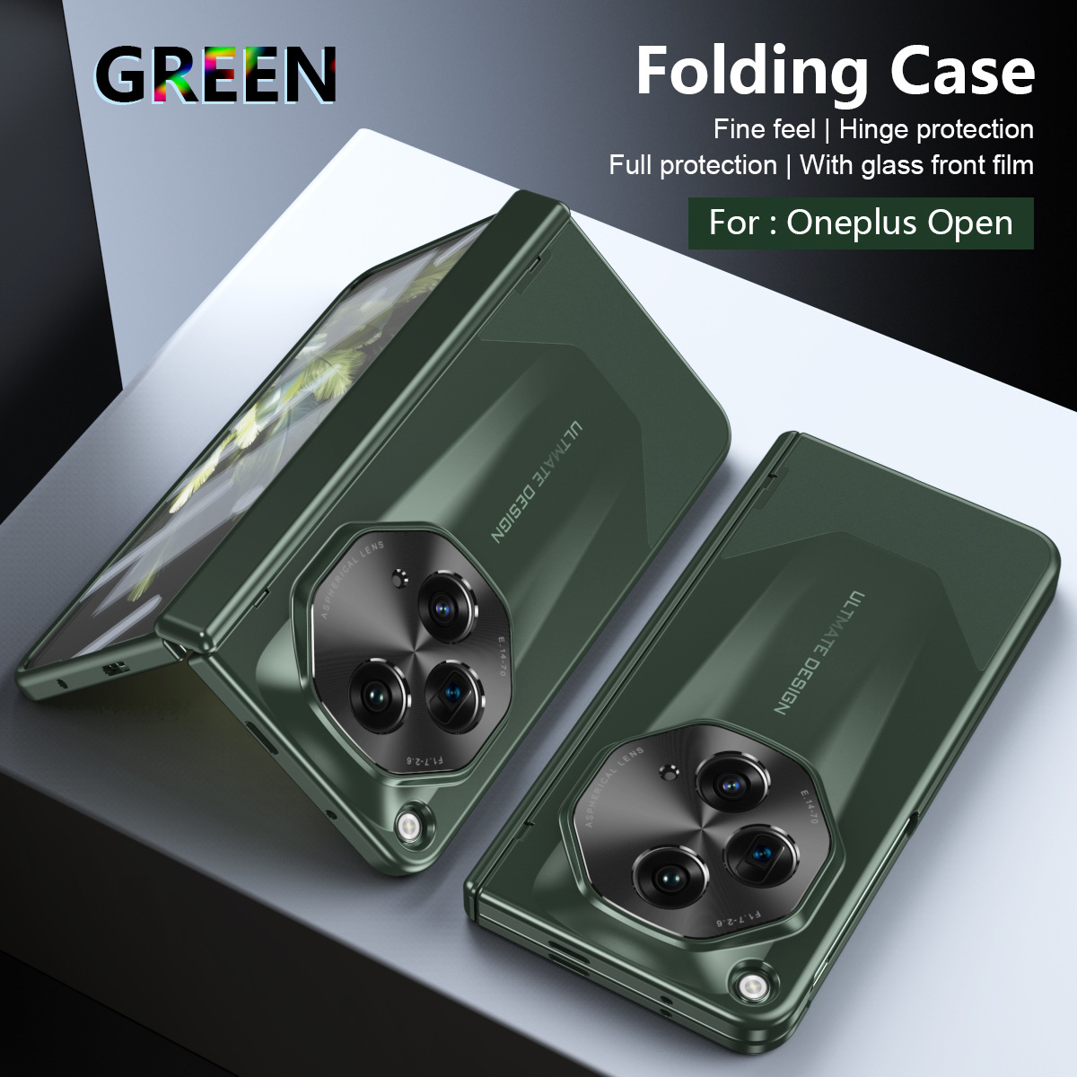 Suitable for OnePlus Open foldable phone cases, ultra-thin hinge screen protector, all-in-one full-coverage drop-proof protective case - Green Extraordinary Master OneplusOpen