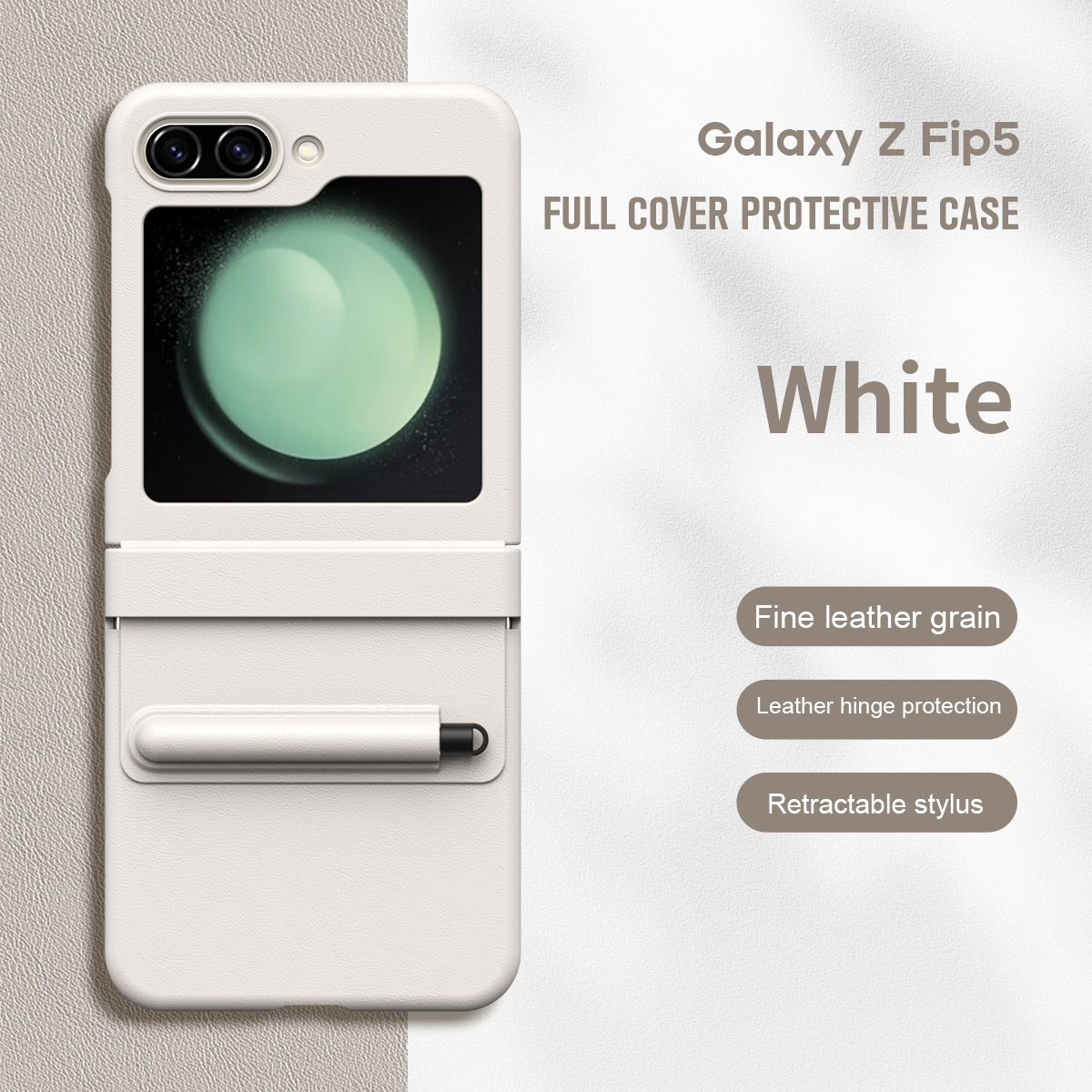 Samsung ZFlip 7FE phone case, FLIP 6 foldable screen, leather hinge, pen slot, full coverage, minimalist, drop-proof protective case. - Off-white non-molded pen groove Z Flip 6