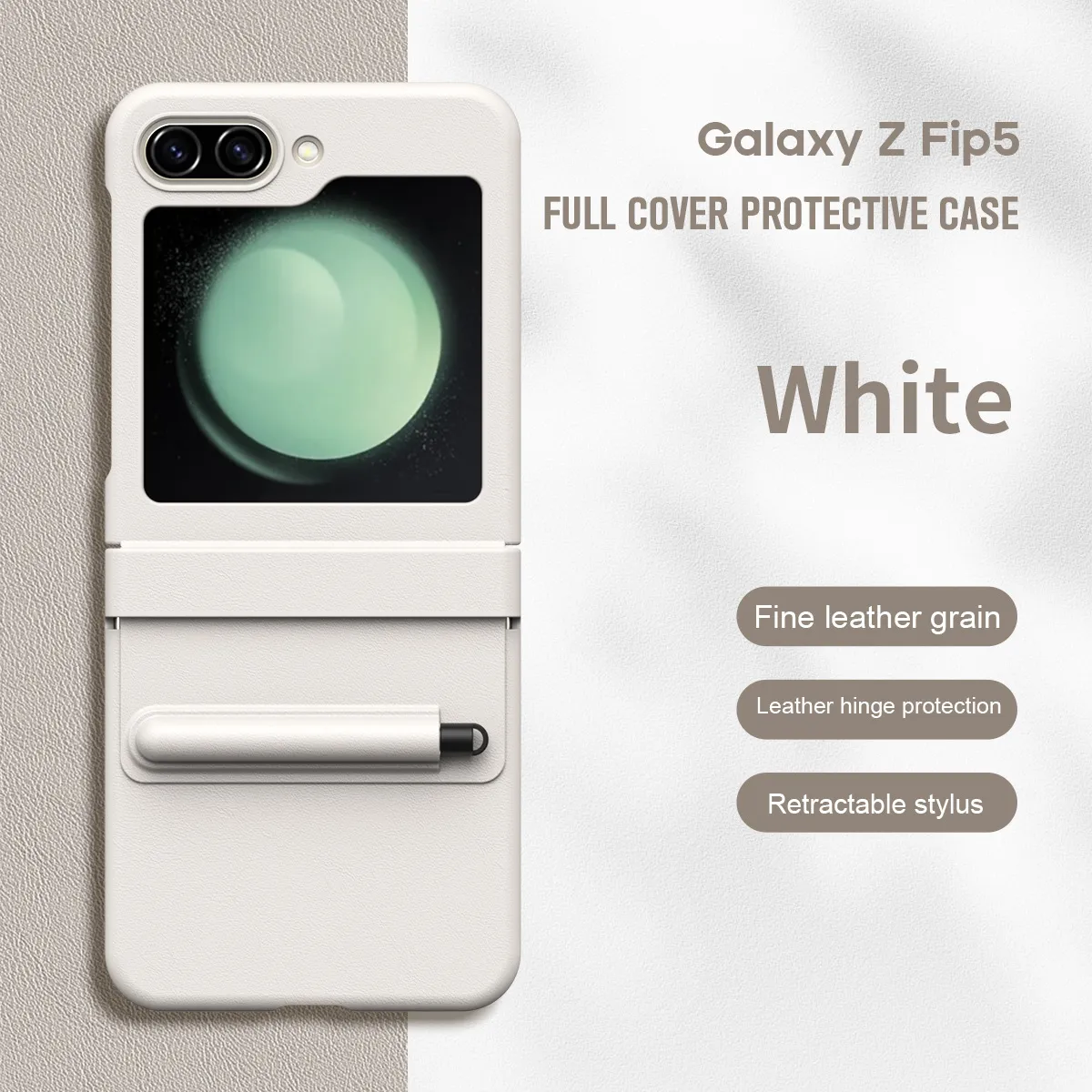 Samsung ZFlip 7FE phone case, FLIP 6 foldable screen, leather hinge, pen slot, full coverage, minimalist, drop-proof protective case. - Off-white non-molded pen groove Z Flip 6