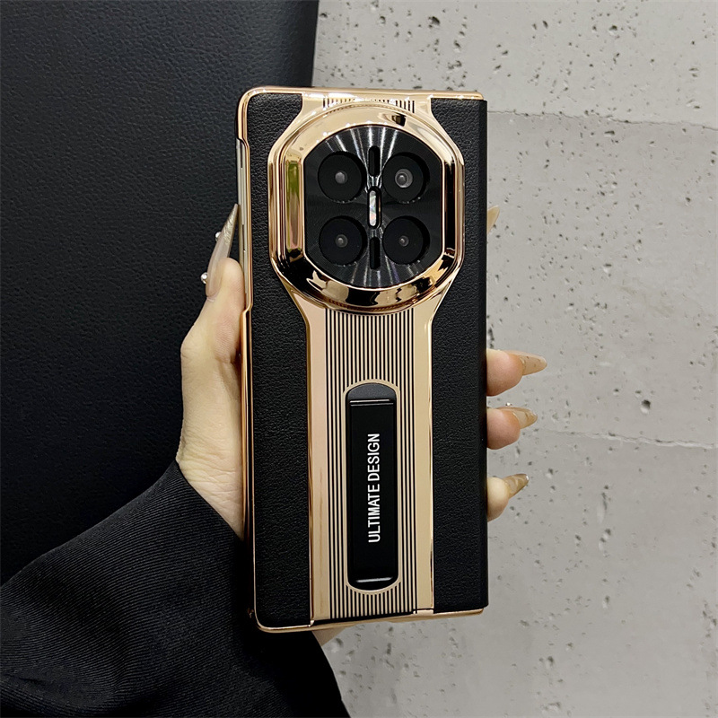 Compatible with Huawei Mate X7 and Porsche Design MATE X6 flip leather cases with full-coverage drop protection. - Black Porsche leather case Huawei Mate X7